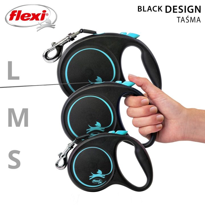 Flexi Automatic leash Black Design M 5 m Blue