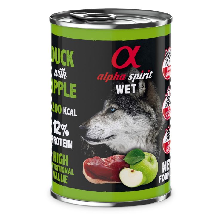 ALPHA SPIRIT WET Duck with apple - wet dog food - 400g