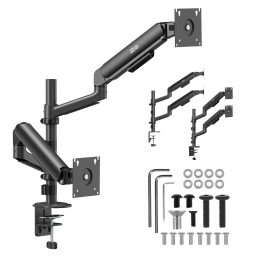 Ergo Office Mount / Holder for 2 Monitors Gas Spring 17 -32 1-10 kg Matte Black ER-692 B