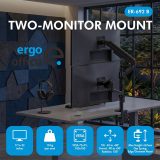 Ergo Office Mount / Holder for 2 Monitors Gas Spring 17 -32 1-10 kg Matte Black ER-692 B