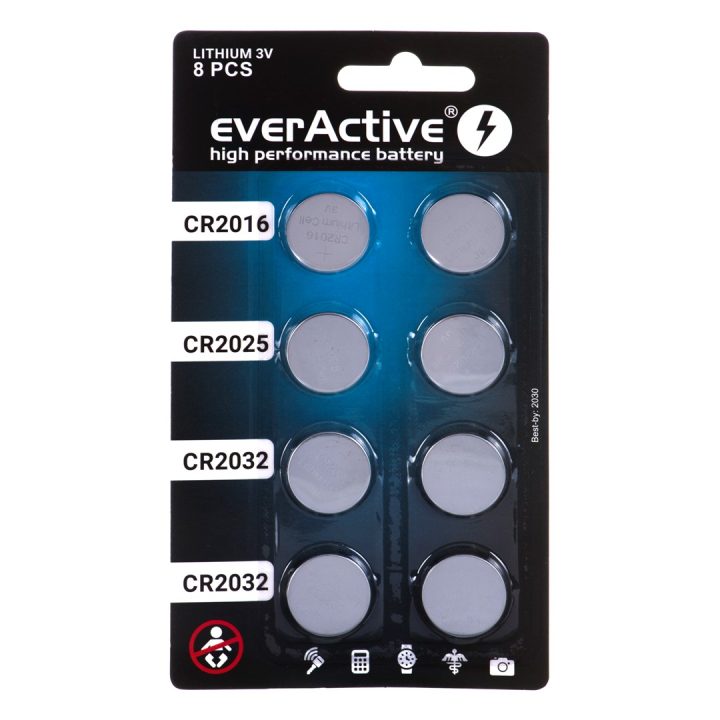 8 lithium battery set everActive 4 x CR2032 2 x CR2025 2 x CR2016