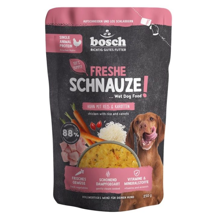 BOSCH Freshe Schnauze with chicken rice and carrots mono – wet dog food – 250g