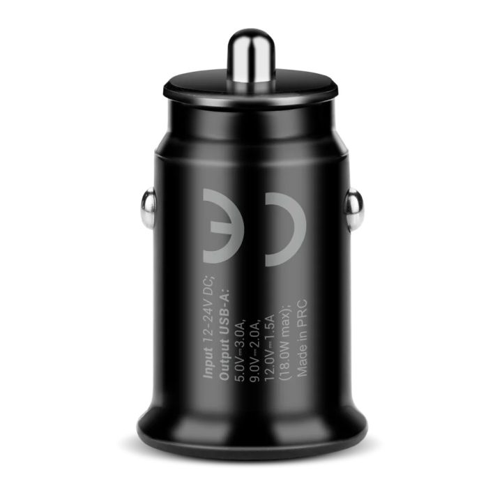Car charger 1 X USB QC3.0 18W black + cable USB-C 1m