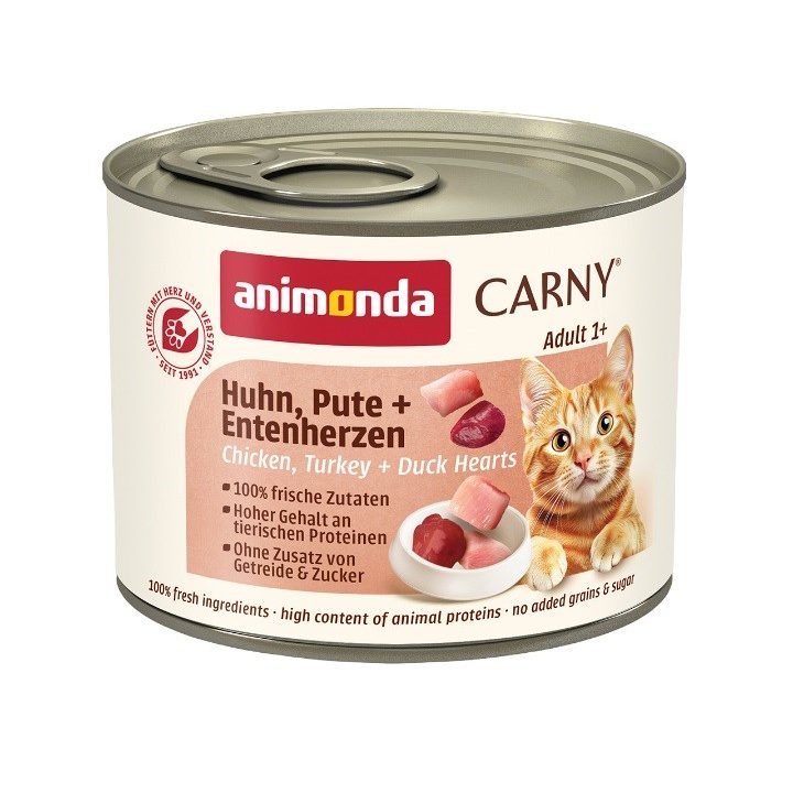 ANIMONDA Carny Adult Chicken turkey and duck hearts - wet cat food - 200g