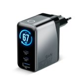 Charger GaN 1 x USB 2 x USB-C Quick Charge 4+ 67W black