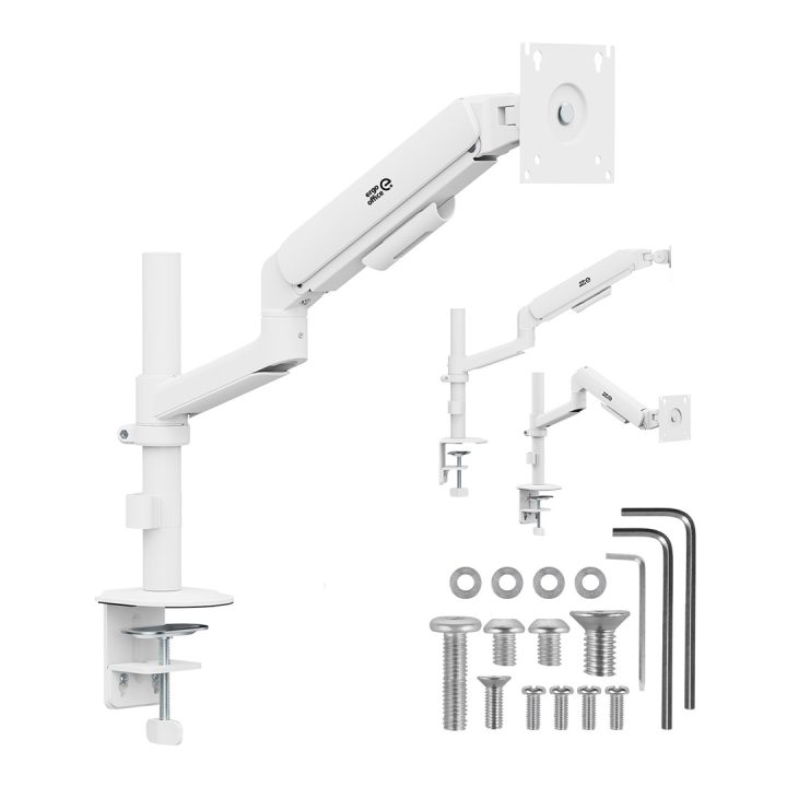 Ergo Office Monitor Mount/Hanger Gas Spring 17 -32 1-10 kg Matte White Max. VESA 100x100 ER-691 W