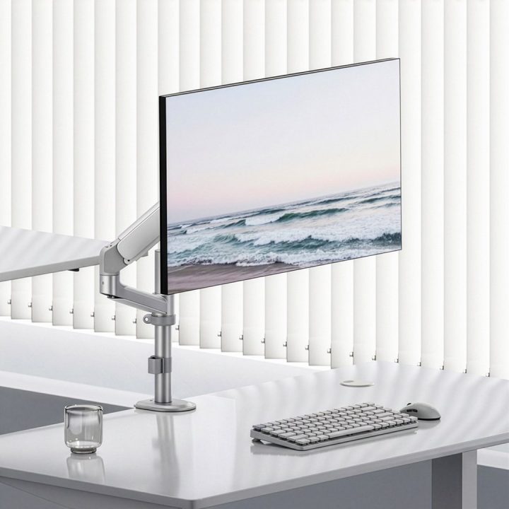 Ergo Office Monitor Mount/Hanger Gas Spring 17 -32 1-10 kg Matte White Max. VESA 100x100 ER-691 W