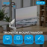 Ergo Office Monitor Mount/Hanger Gas Spring 17 -32 1-10 kg Matte White Max. VESA 100x100 ER-691 W