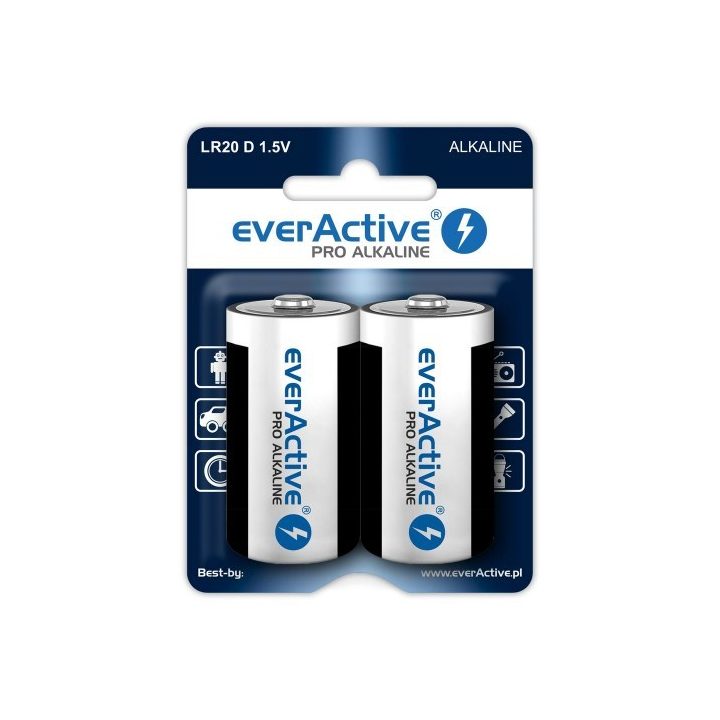 Alkaline batteries everActive Pro Alkaline LR20 D - blister card 2 pieces