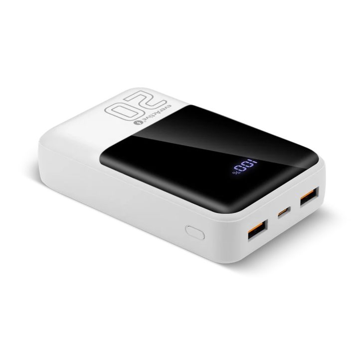 Powerbank 20 000mAh 2x USB 1x USB-C 22 5W QC4+ LCD screen white