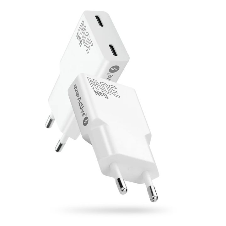 Charger 2 x USB-C Quick Charge 4+ 30W SUPER SLIM white