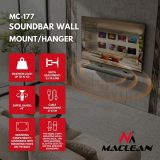 Maclean Soundbar Wall Mount / Bracket angle adjustment +8°–8° max. load 10 kg made of steel MC-177