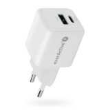 Charger 1 x USB 1 x USB-C Quick Charge 3.0 20W white