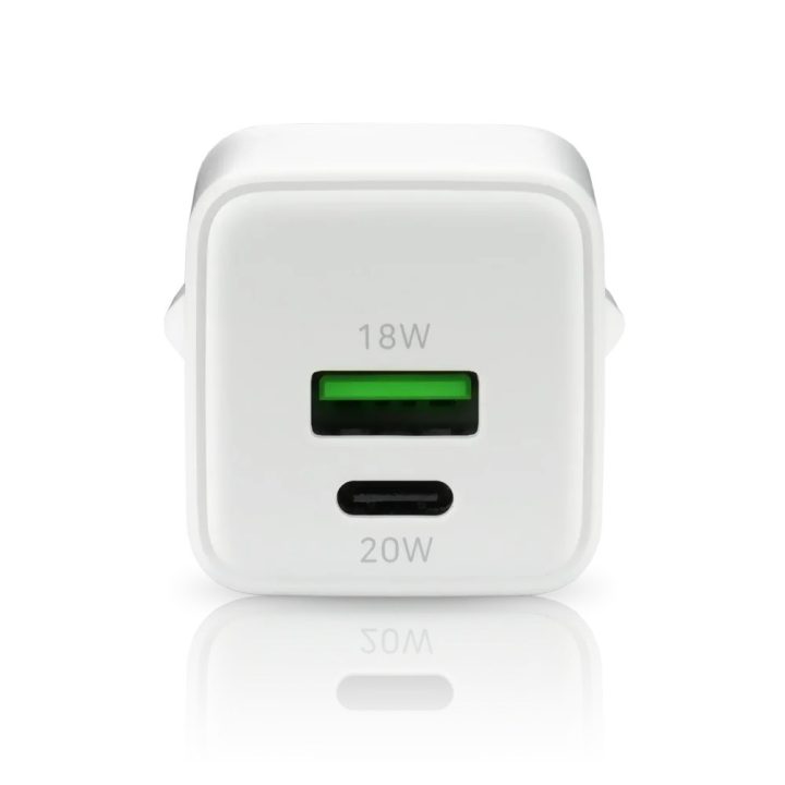 Charger 1 x USB 1 x USB-C Quick Charge 3.0 20W white