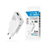Charger GaN 1x USB-C 1x USB Quick Charge 3.0 45W PD white