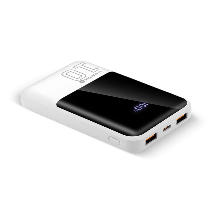 Powerbank 10 000mAh 2x USB 1x USB-C 22 5W QC4+ LCD screen white