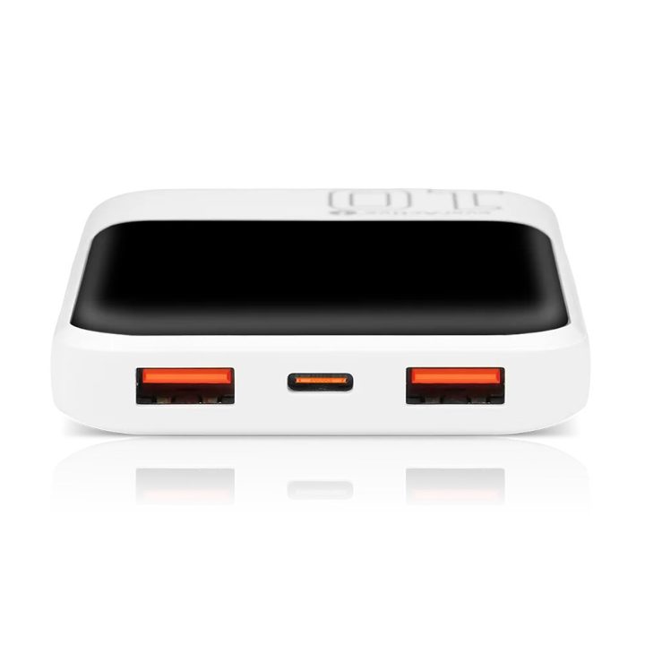 Powerbank 10 000mAh 2x USB 1x USB-C 22 5W QC4+ LCD screen white