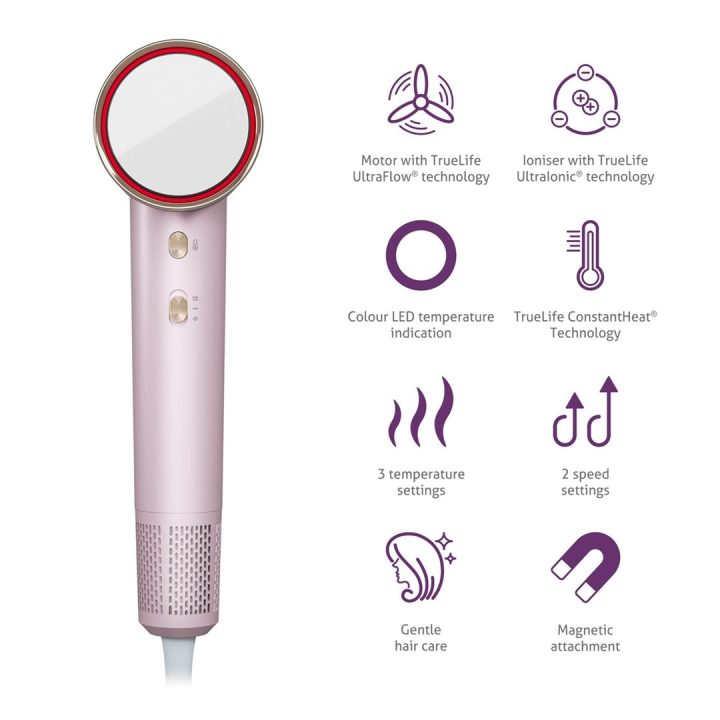 TrueLife HairDryer D6 hair dryer 1600 W Rose