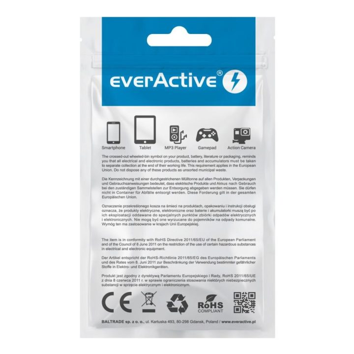 everActive cable USB 1m - White silicone quick charge 2 4A - CBS-1MW