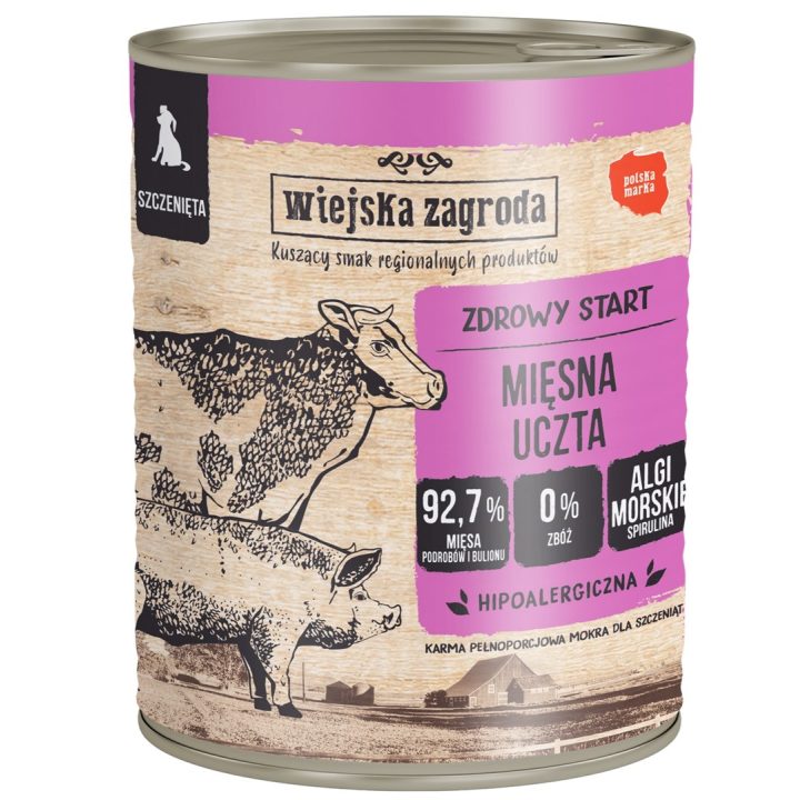WIEJSKA ZAGRODA Puppy Meat feast - wet dog food - 800g