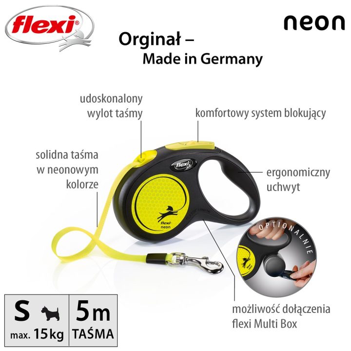 Flexi New NEON 5 m Black Yellow Dog Retractable lead