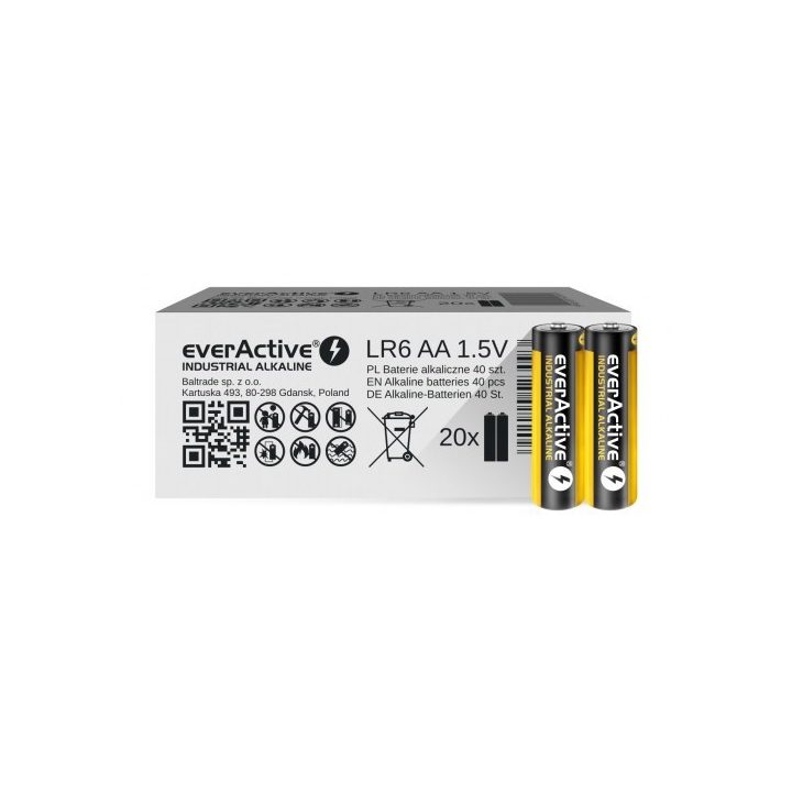 Alkaline batteries everActive Industrial Alkaline LR6 AA - carton box 40 pcs