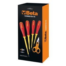 Beta 1233MQF/D4-FX Serie di quattro giraviti slim con forbice per elettricisti 1128FX 012330905