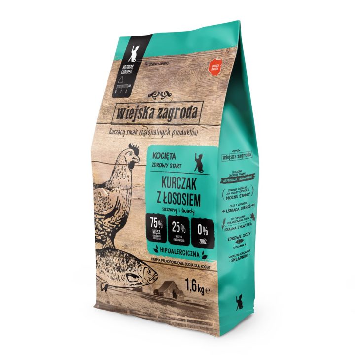 WIEJSKA ZAGRODA Chicken with salmon for kittens - dry cat food - 1 6kg
