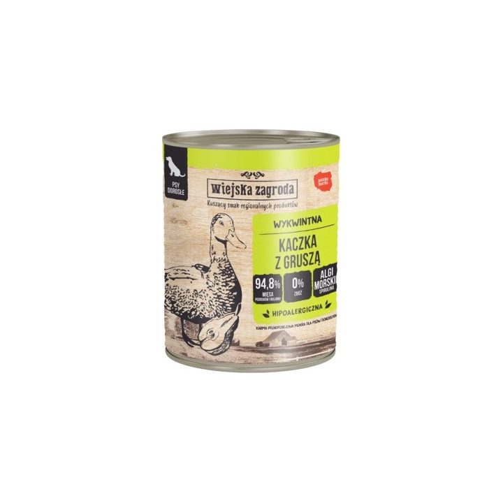 WIEJSKA ZAGRODA Duck with pear - wet dog food - 800g