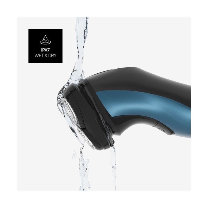 Taurus 3 Side Shave IPX7 Rotation shaver Trimmer Black Blue