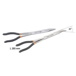 Beta 1009L/DP-S2 Serie di 2 pinze a becchi mezzotondi lunghissimi zigrinati con doppio snodo 010090060