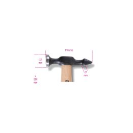 Beta 1359 T Martello con testa tonda convessa e penna orizzontale manico in legno 013590010