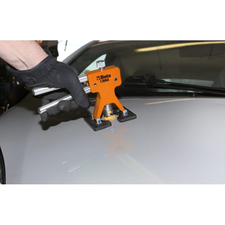 Beta 1366A Attrezzo levabolli con kit di 19 funghetti di plastica Da utilizzare con colla a caldo per superfici verniciate 1851V