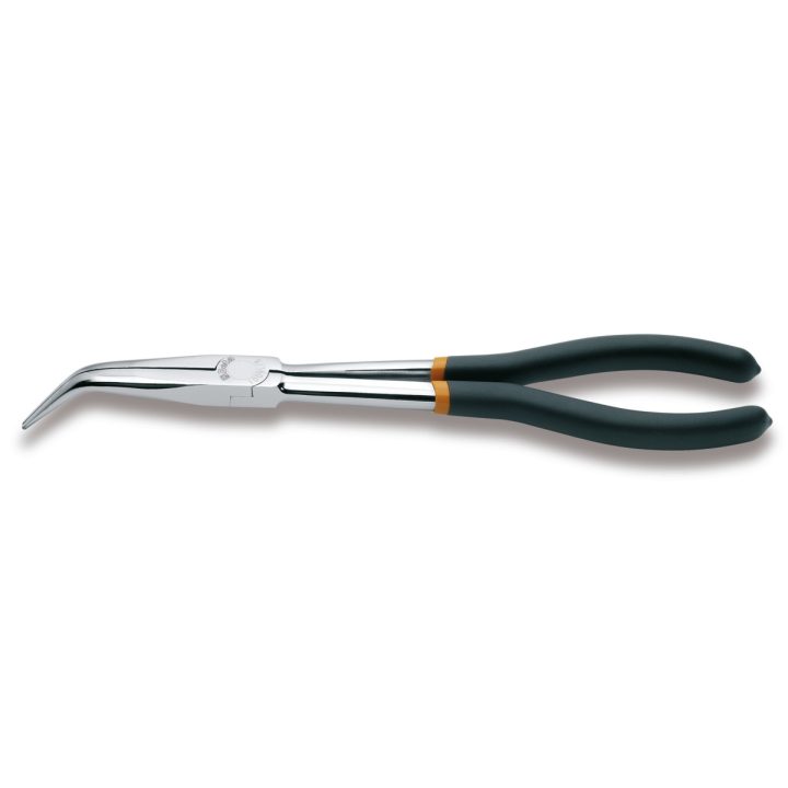 Beta 1009L/B Pinza a becchi mezzotondi lunghissimi zigrinati piegati a 45° per impieghi speciali manici ricoperti con 2 strati d