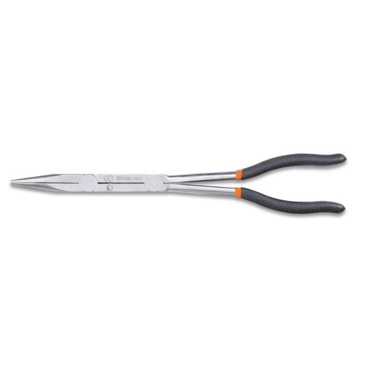 Beta 1009L/D Pinza a becchi mezzotondi lunghissimi diritti zigrinati, con doppio snodo manici ricoperti con 2 strati di PVC anti