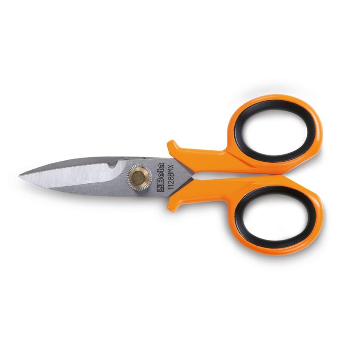 Beta 1128BMX Forbici per elettricisti lame diritte in acciaio inossidabile con microdentatura 011280051