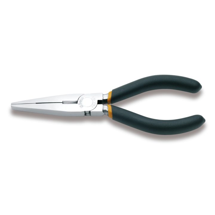 Beta 1162 160 Pinze a becchi piatti lunghissimi diritti zigrinati, cromate, manici ricoperti con 2 strati di PVC antiscivolo 011
