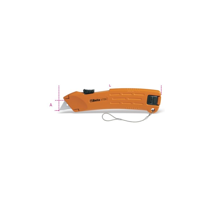 Beta 1772H-HS Cutter a lama retrattile di sicurezza fornito con 2 lame H-SAFE 017724029