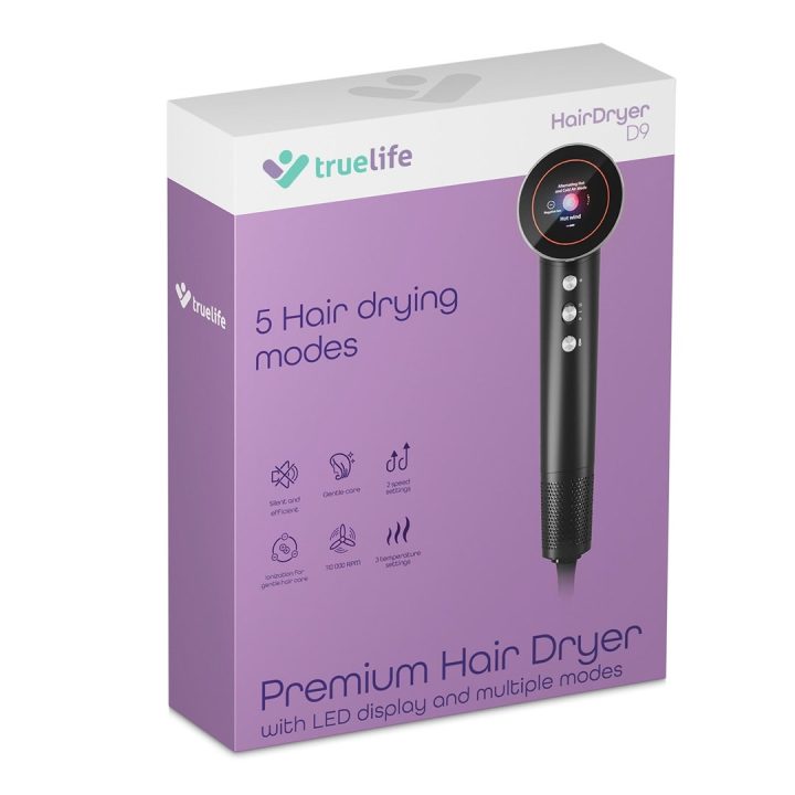 TrueLife HairDryer D9 hair dryer 1600 W Black