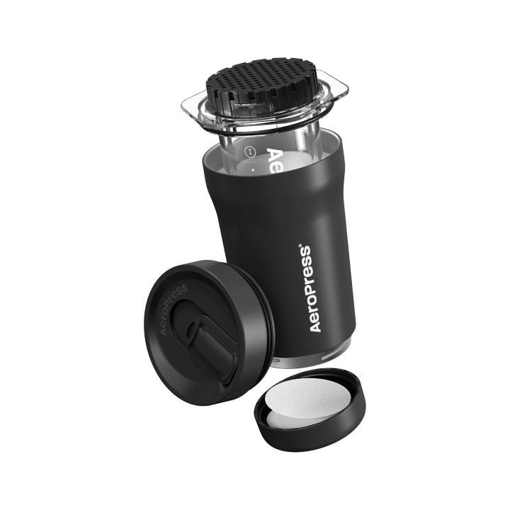 Go Plus coffee maker with black AeroPress thermal mug