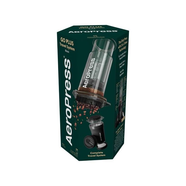 Go Plus coffee maker with black AeroPress thermal mug