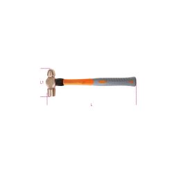 Beta 1377BA 340PL Martello con testa tonda e penna sferica per calderai e lattonieri, manico in fibra, antiscintilla 013770884
