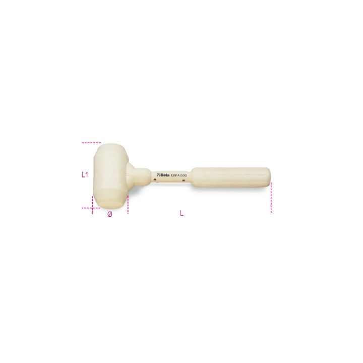Beta 1391A 500 Mazzuole per piastrellisti interamente rivestite in gomma bianca 013910205