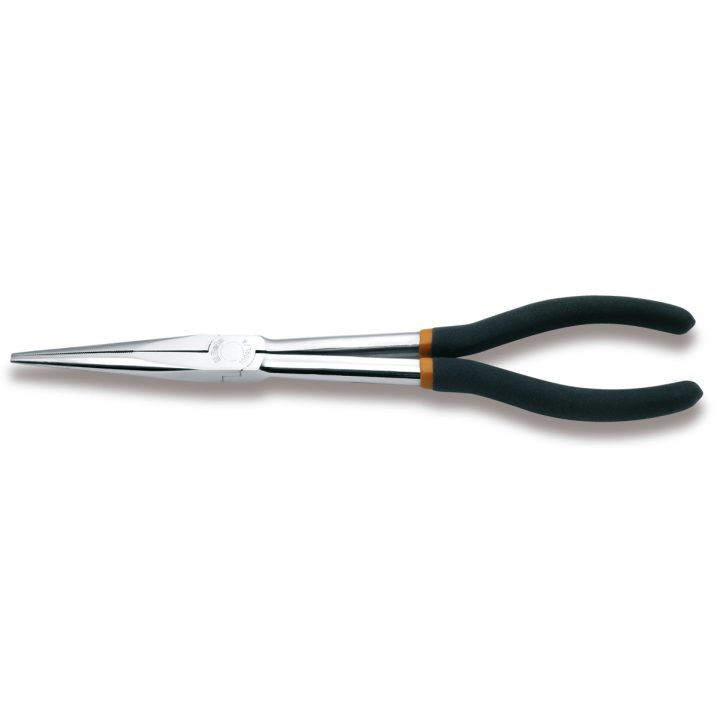 Beta 1009L/A Pinza a becchi mezzotondi lunghissimi diritti zigrinati, per impieghi speciali manici ricoperti con 2 strati di PVC