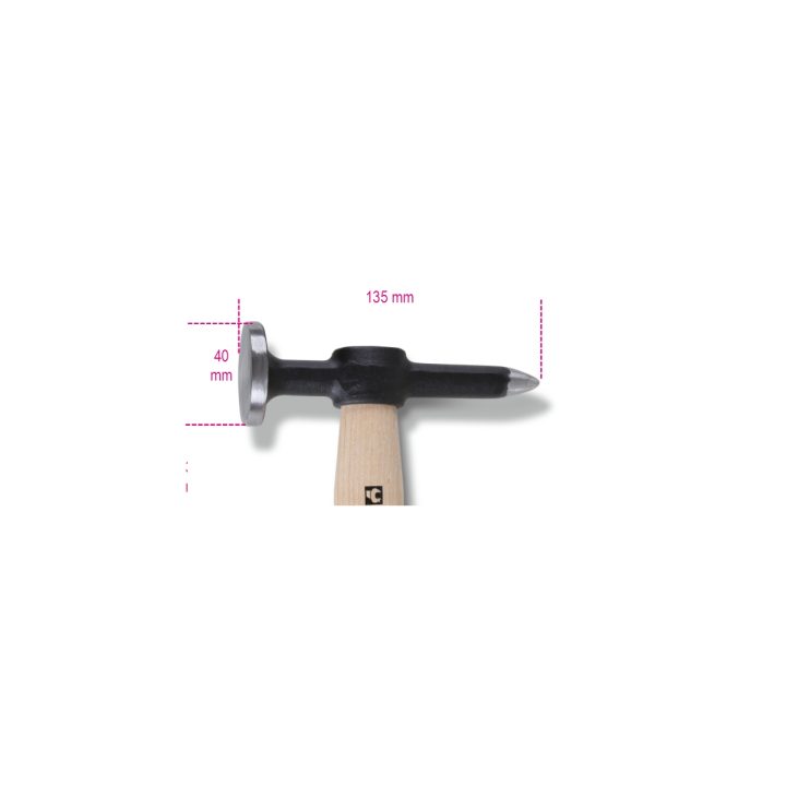 Beta 1353 Martello con testa tonda piana e penna a punta manico in legno 013530010