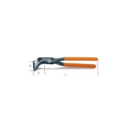Beta 1078 280 Pinza a becchi larghi piegati a 45° per lattonieri manici ricoperti in PVC 010780026