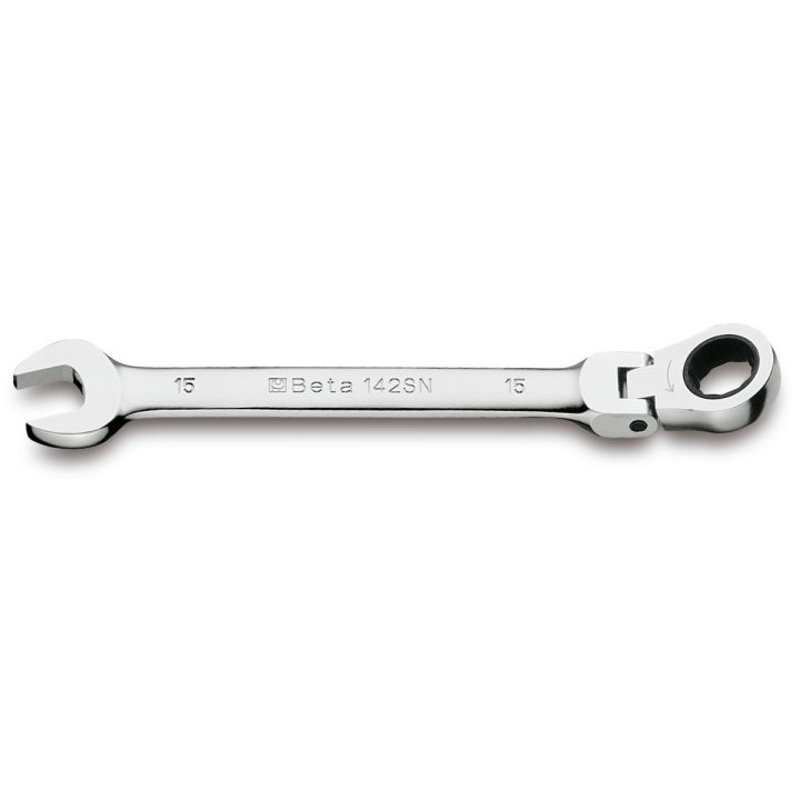 Beta 142SN 22 Chiavi combinate a forchetta e poligonale diritte a cricchetto snodate cromate 001420222