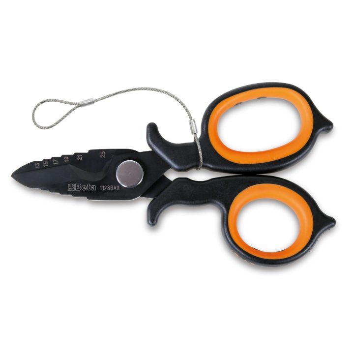 Beta 1128BAX-HS Forbici per elettricisti a doppio effetto, con profili a fresa in acciaio inossidabile rivestito in DLC H-SAFE 0