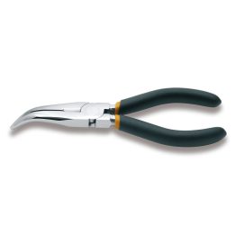 Beta 1168 200 Pinze a becchi mezzotondi lunghissimi piegati zigrinati cromate manici ricoperti con 2 strati di PVC antiscivolo 0
