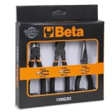 Beta 1169G/D3 Assortimento di 1 pinza universale, 1 pinza becchi mezzotondi lunghi e 1 tronchese, con 2 strati di PVC antiscivol